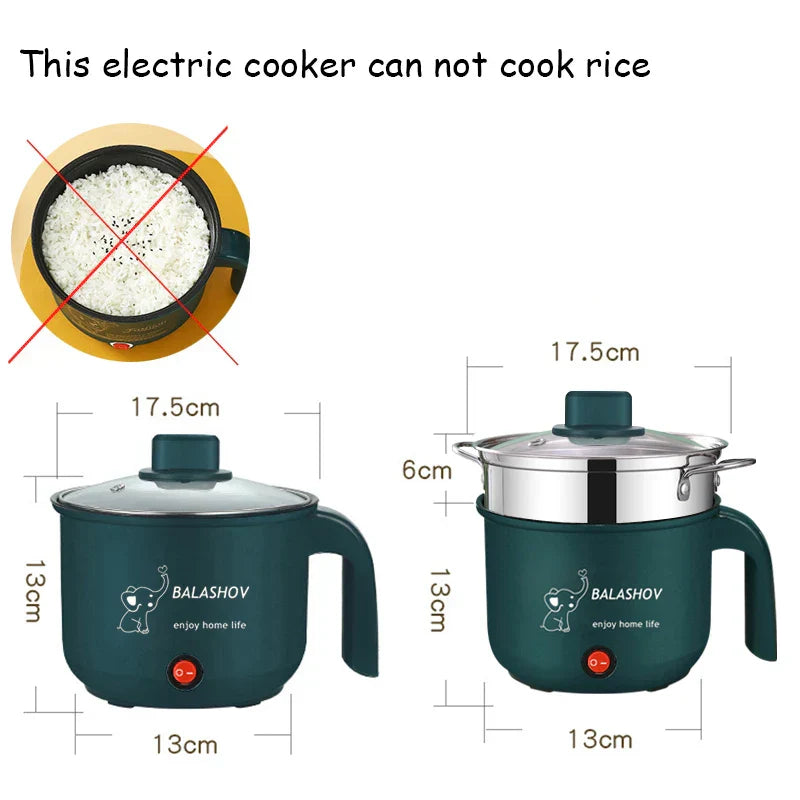 Mini Electric Cooker Non-Stick Cooking 1-2 People Single/Double Hot Pot Steamer Hot Pot Multifunction Electric Cooker for Home